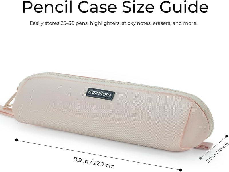 Ralnitote Store Large Pencil Case with 180° Open Design, Big Capacity Pen Bag for Girls & Boys, Aesthetic & Cute Pencil Pouch for School, Office, Makeup & Tech Accessories-Beige - Image 3